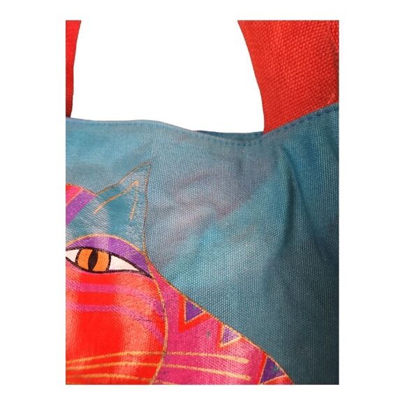 Vintage Laurel Burch Small Canvas Tote Mythical Cats - Picture 4 of 8